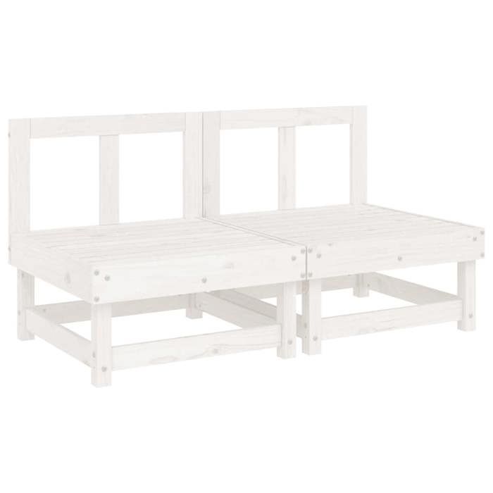 VidaXL Canapés centraux avec coussins 2 pcs blanc bois de pin massif, canapé de jardin, siège de jardin, siège d'extérieur, 825458
