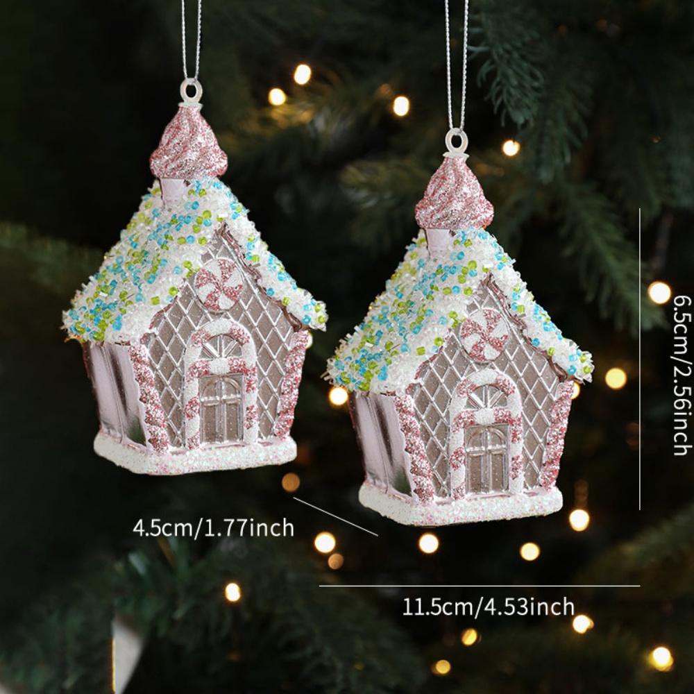 2pcs Shatterproof Pink Christmas Tree Ornaments set with Hanging Loops for Xmas Holiday Party Decorations Plastic Donuts Pendant