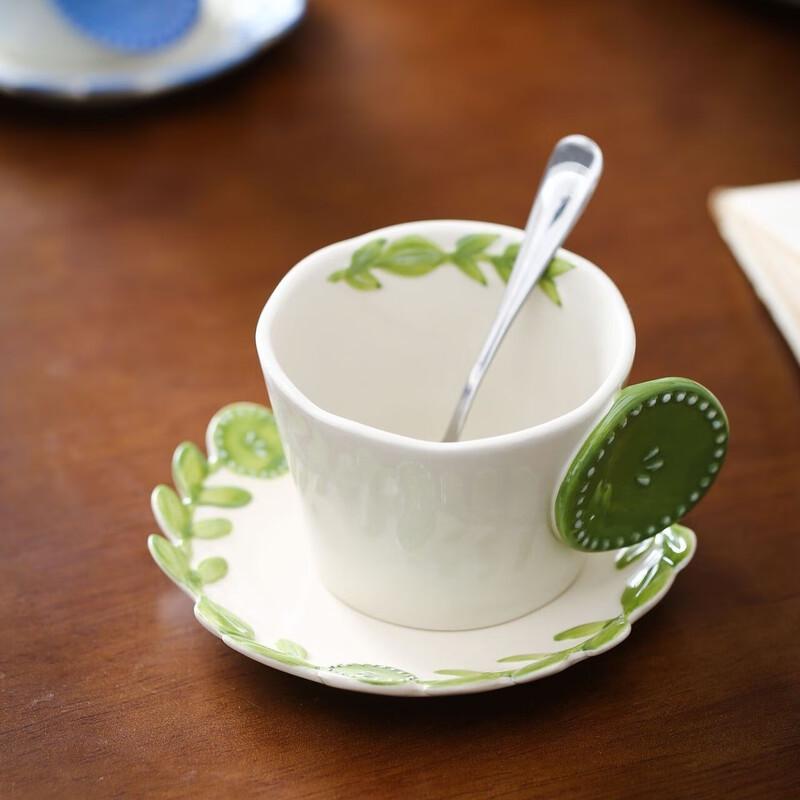 Vintage Floral Ceramic Coffee Cup and Saucer Set