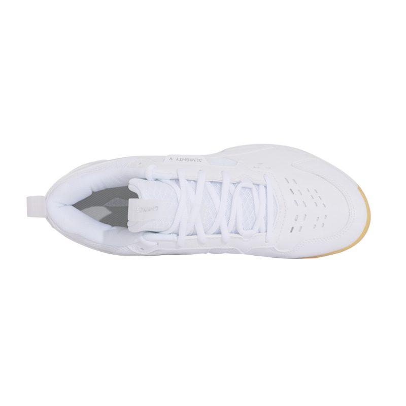 Li Ning Ace V Cushioning Slip Resistant Abrasion Resistant Breathable Mid Top Badminton Shoes Unisex White AYTT001-5