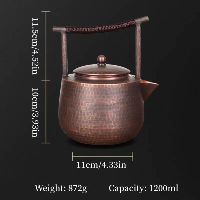 

Handcrafted Vintage Copper Tea Pot,Portable Camping 1.2 L For Boiling Tea And Brewing Coffee,Large Capacity Kettle Tableware