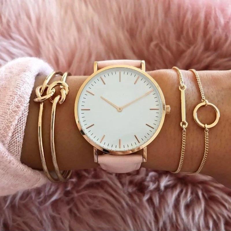 Fashion Women Watches Luxury Metal Dial Leather Belt Analog Ladies Quartz Wrist Watch Simple Casual Female Clock Montre Femme