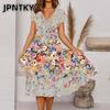 JPNTKY Fashion Summer Spring Short Sleeve V-Neck Casual Dresses