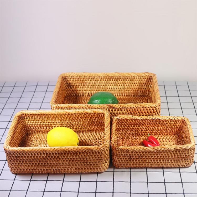 Household Wicker Bread Storage Basket Display Tray Decorative Empty Gift Basket