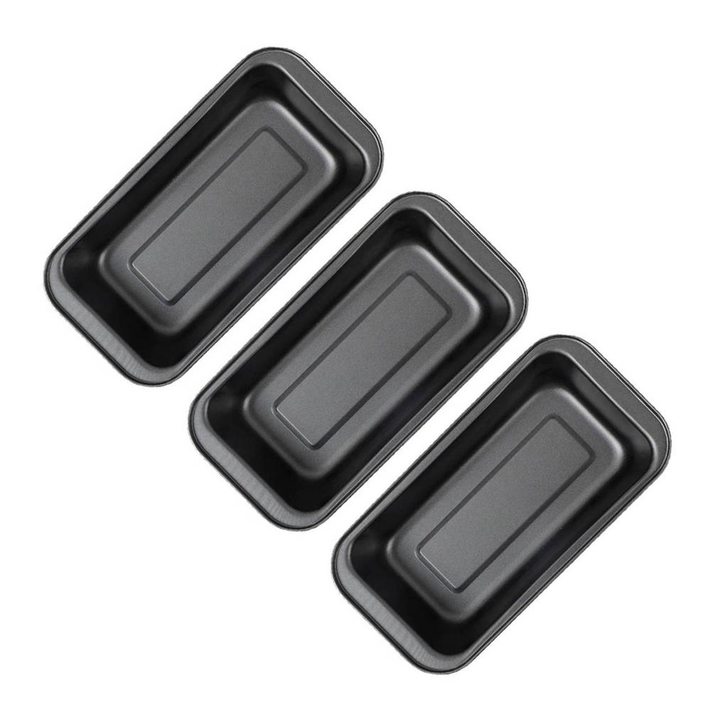 3PCS Cake Bread Baking Mold Rectangular Nonstick Baking Cake Pan Carbon Steel Bread Loaf Pan Black 15cm