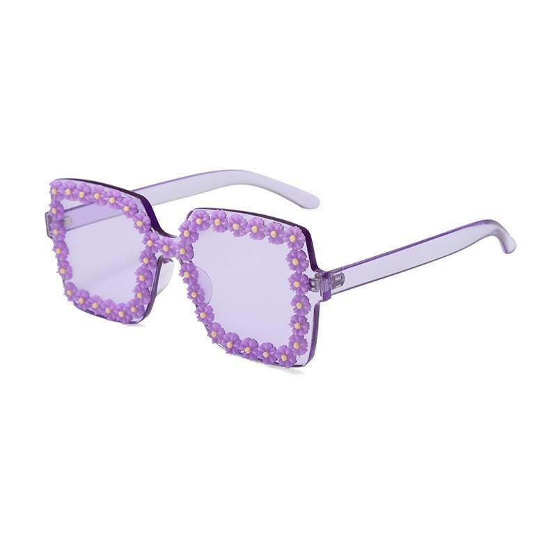 Fashion Love Diamond-Encrusted Glasses Small Peach Frame Personalized Sticker Flower Sunglasses Trendy Beach Sunglasses