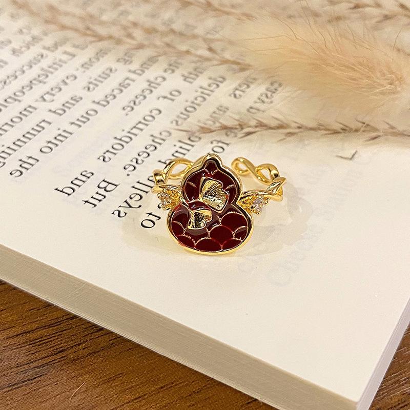 New Chinese Enamel Oil Pattern Ring Light Luxury High Sense Internet Celebrity Foreign Style Versatile Ring