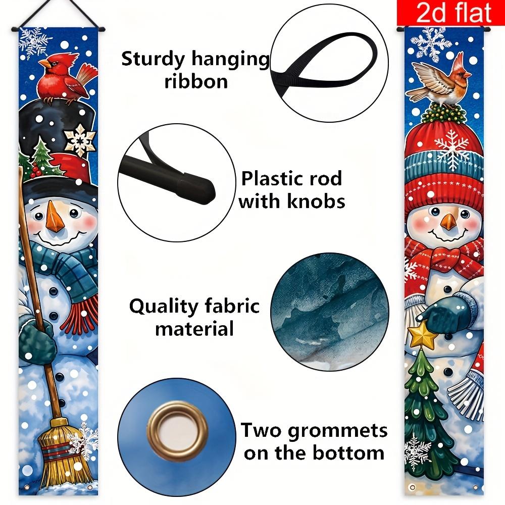 Merry Christmas Couplet Banner Snowman 1 Pair Polyester Indoor Outdoor Decor