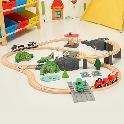 Train Car Combination Wooden 1:64 Children's Wooden Electric Train Transport Compatible Wooden Rails
