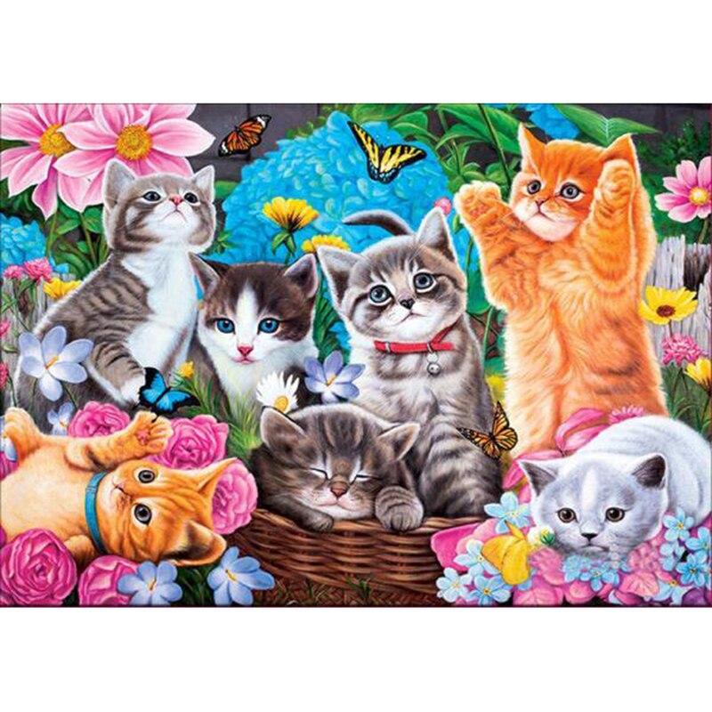 5D DIY Diamond Painting Cat Diamond Embroidery Animal Farm Cross Stitch Full Round Drill Mosaic Rhinestones Home Decor Wall Gift