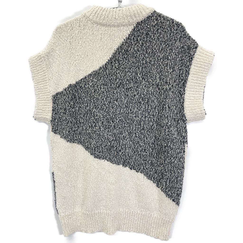 ADORE 531-2170212 White Tally Slub Intarsia Knit tops 38 White x blackUsed