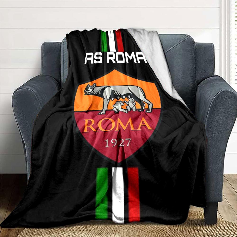 Coperta in Flanella con Stampa Logo AS Roma Alta Qualità Calda Confortevole Coperta per Tutte le Stagioni Perfetta per Regali Decorazione per la Casa