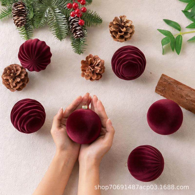 6CM8CM Christmas Tree Ornaments Shaped Swan Flannel Plastic Balls Christmas Ornaments Flocking Christmas Balls