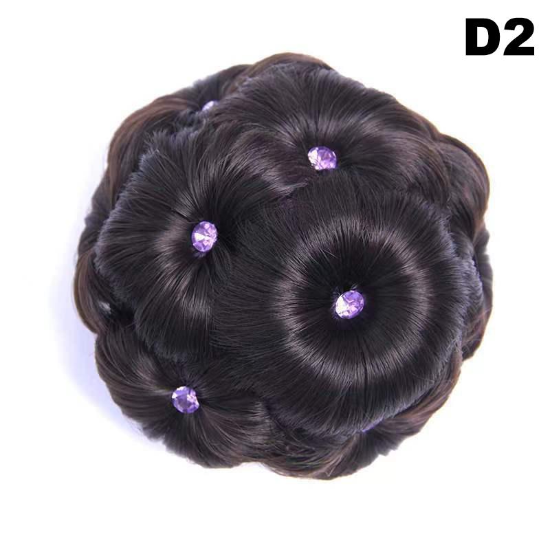 Synthetic Hair Bun Bud Hair Clips With Diamond Colorful Shiny For Women Ponytail Claw Clip Lifelike Hairpiece Styling Tools