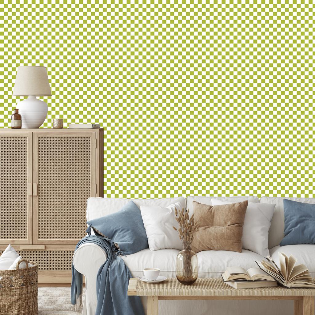 Checkerboard Wallpaper Yellow, Cream, White and Beige for Living Room and Bedroom 50x1000