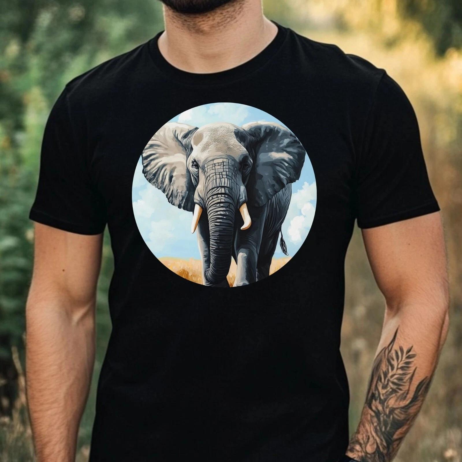 T-Shirt Herren Elefant Portrait Motiv Baumwolle Größe XS bis 5XL L