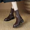 Autumn and winter medium heel large size women's boots non-slip rubber sole zipper medium tube boots women's round head square heel new Martin 