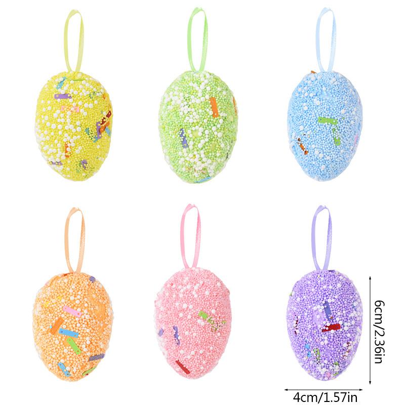 6Pcs Painted Foam Easter Eggs Ornament Decoration for Home Easter Tree Hanging Pendants Craft Basket Decor Kids Gift Favors 2025