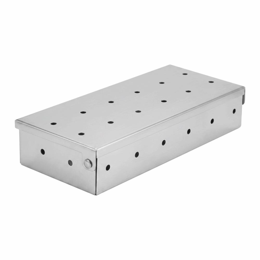 Edelstahl BBQ Smoker Box Silber Rechteckiges Smoker Rohr Barbecue Zubehör Nicht Verformbar Hitzebeständig Pellets Rauch Box