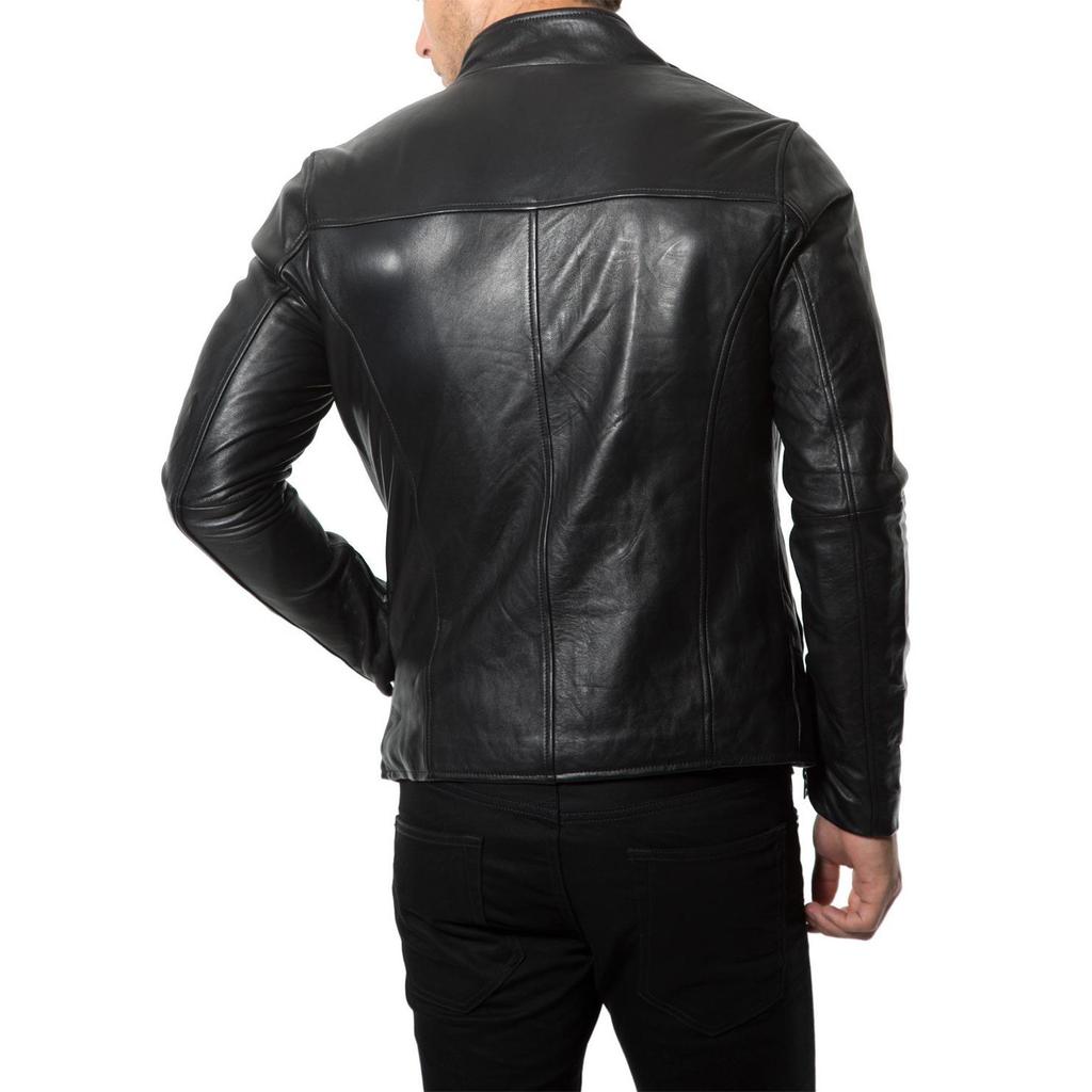 SKINOUTFIT Men's Genuine Lambskin Black Leather Jacket Stylish Motorcycle Bomber Biker Outerwear MJ 134