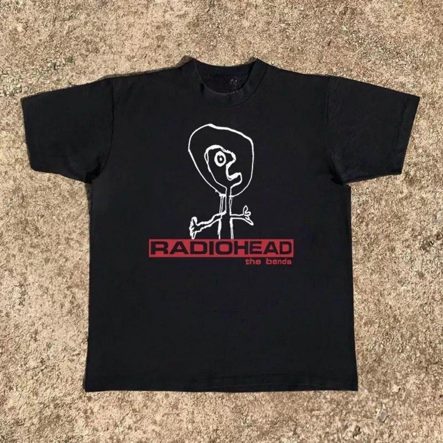 

RADIOHEAD THE BENDS Vintage T-shirt Casual Round Neck Loose Oversized Short-sleeved T-shirt Print XXXXXL чорний
