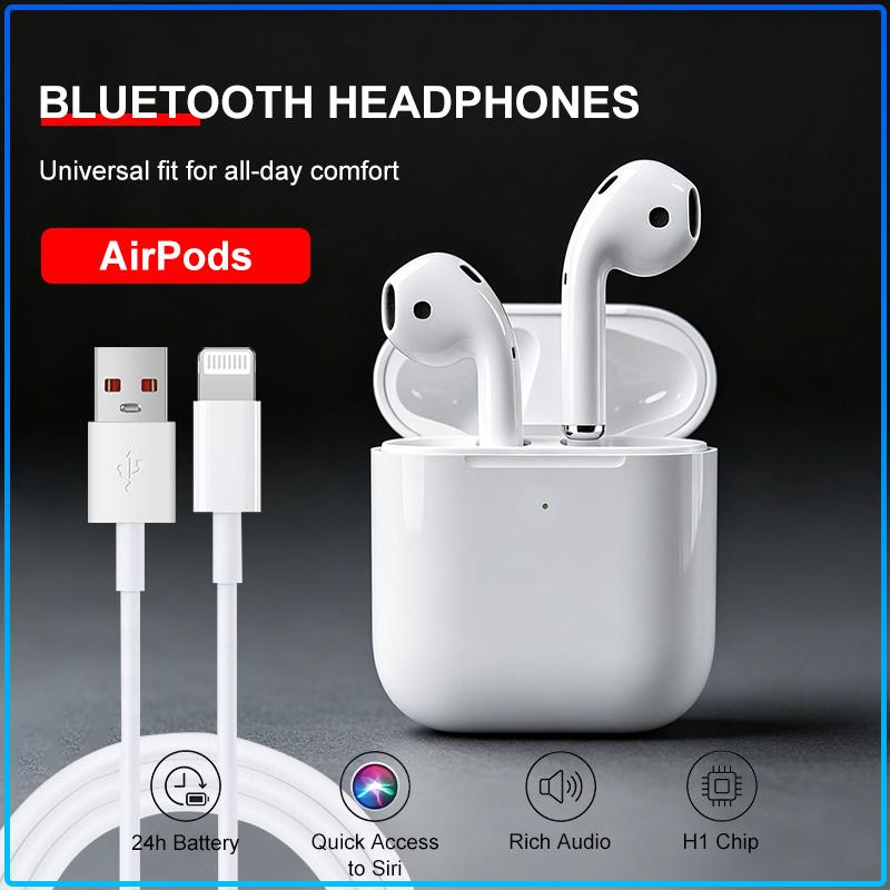 Apple AirPods 2 Generation Wireless Bluetooth Headphones Auto Pair 24 Hours Playtime In Ear Earbuds For All Smartphones