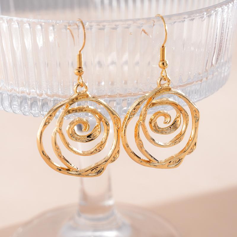 Europa und Amerika Metall Spiral Haken Ohrringe für Damen Persönlichkeit Kreisförmige Hohl Ohrringe Gothic Party Schmuck Geschenke