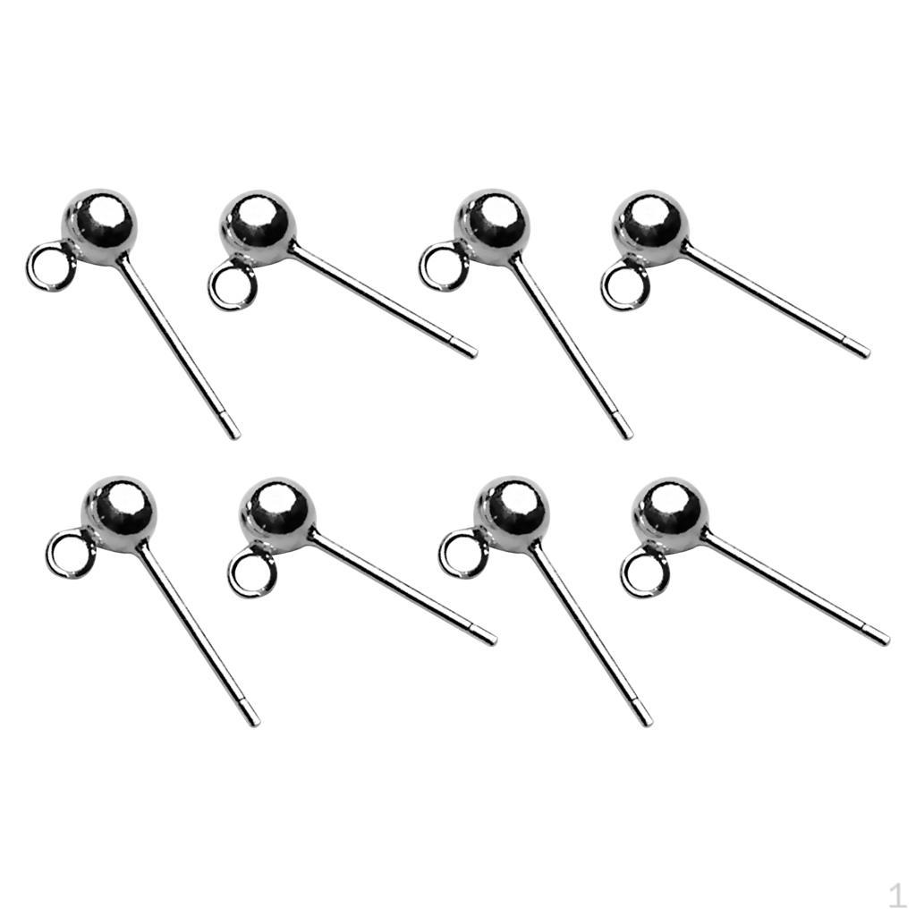 

8x Sterling Silver 3mm Ball Earring Stud Finding Post DIY Jewelry