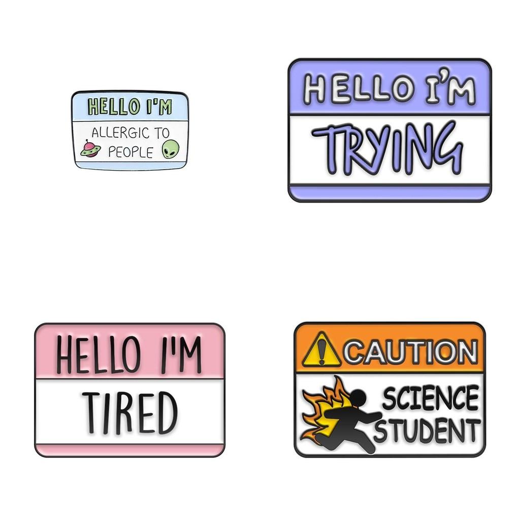 Creative Colorful Letter Badge Set Adorable Metal Brooches For Charming Accessories