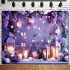 2D Printed Backdrop with Purple Lanterns, Candles, Butterflies and Wisteria Flowers
