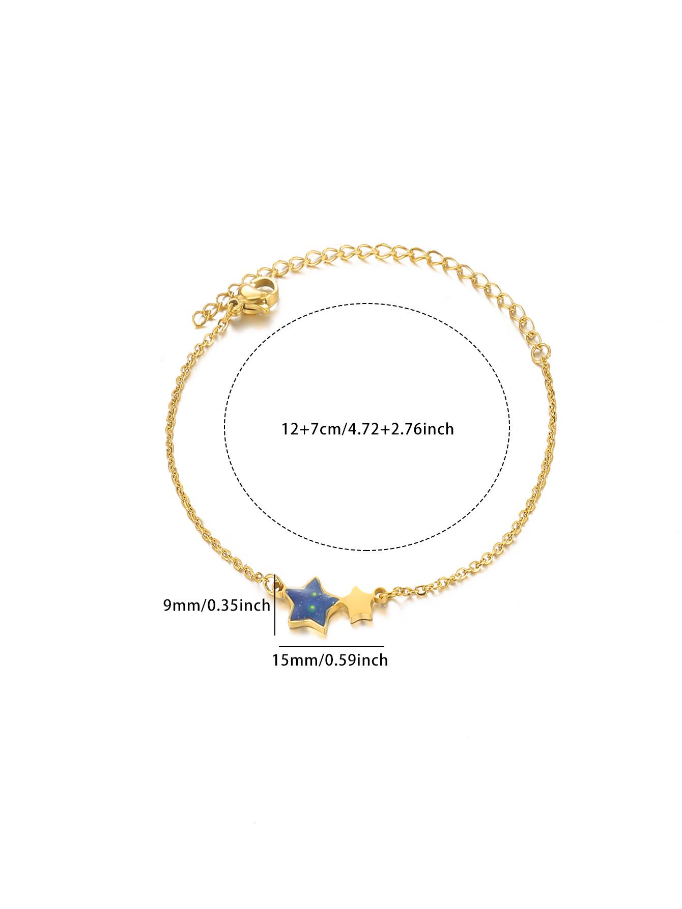 

Stainless Steel Blue Star Bracelet For Women Girls Gold Color Double Stars Chain Bracelets Femme Cpuple Charming Elegant Jewelry