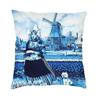 Dutch Blue Delft Cushion Cover 40X40Cm Vintage Windmill And Bridge Art Pillow Case For Sofa Square Pillowcase Home Decorative
