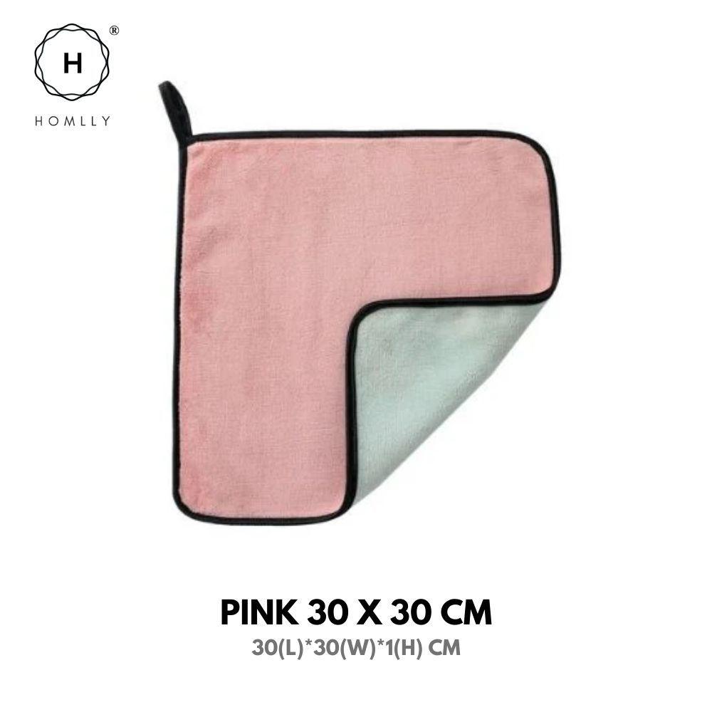Homlly Double layers Multipurpose Household Kitchen Towels Rug (X4PCS) Pink 30x30cm X4