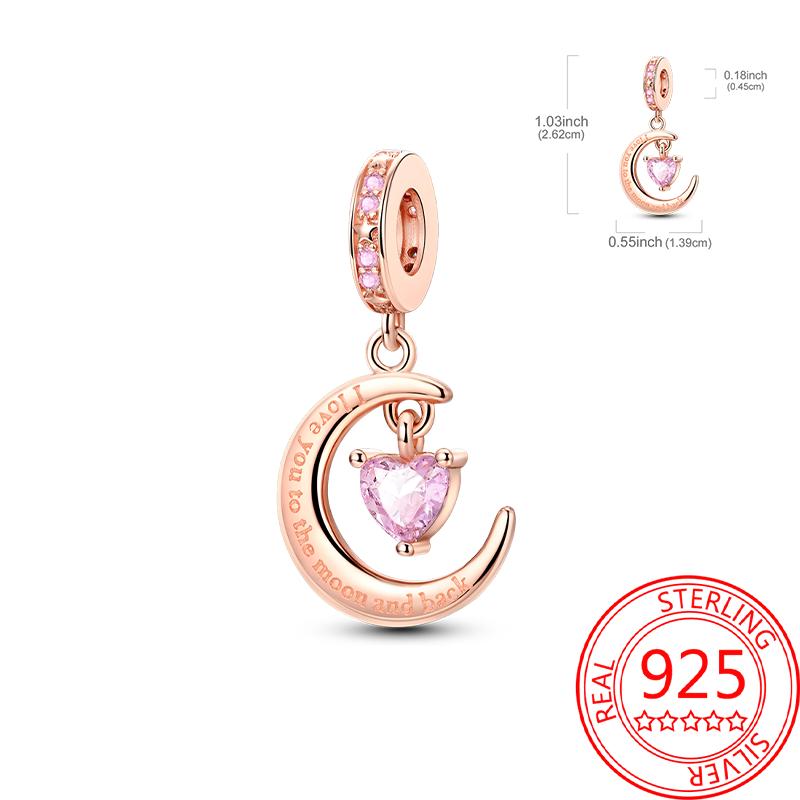 Koperen, echt roségouden, roze octopus, zomerschildpad, hartvormige hanger, geschikt voor originele armbanden, kettingen, armbanden voor meisjes