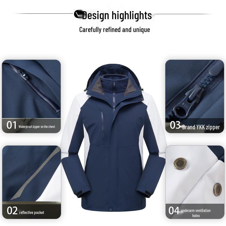 Wasserdichte Outdoor-Windjacke: Unisex Drei-in-Eins Dickes Warmes Jacken-Set