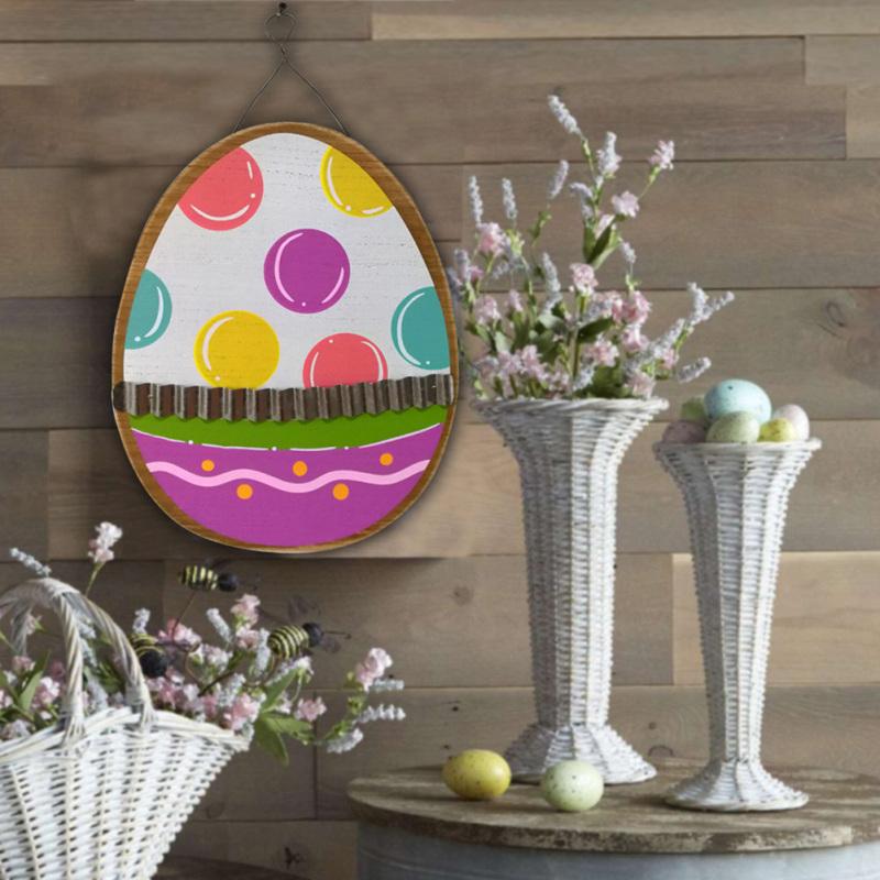 

Colorful Egg Wooden Pendant Hanging Ornaments Easter Party Decor Gifts