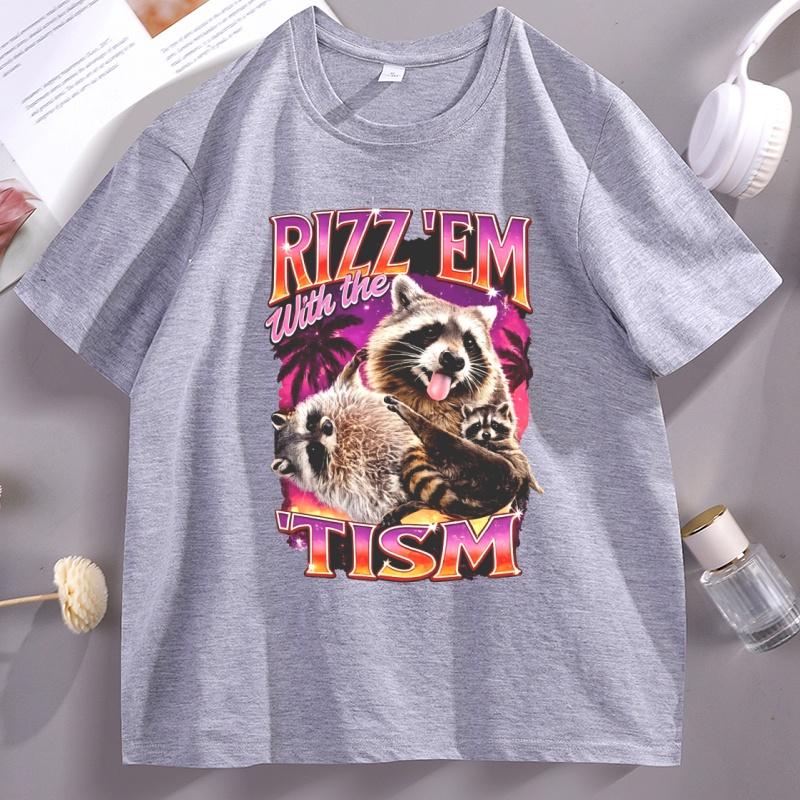 Rizzem Em Tism Graphic T Shirts Casual Round Neck Printed Tshirt Cotton Short Sleeve Tee Shirt Unisex Clothing Streetwear Tees