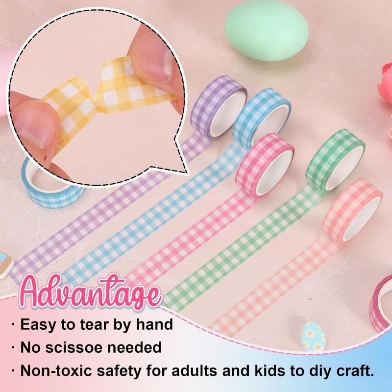 12 Stück Oster Karo Washi Tape Set, Helle Farbe Karo Dekoratives Geschenkband, Tagebuch DIY Bastelband