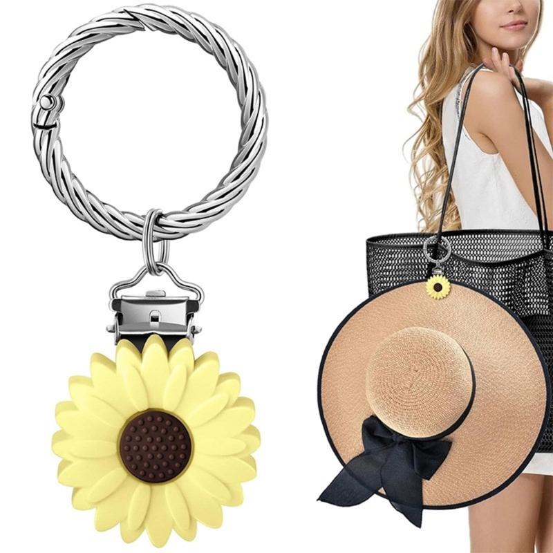 Versatile Keychain Bag Decoration Daisy Hat Clip Silicone Travel Accessory for Attaching Hat to Bag or Suitcase