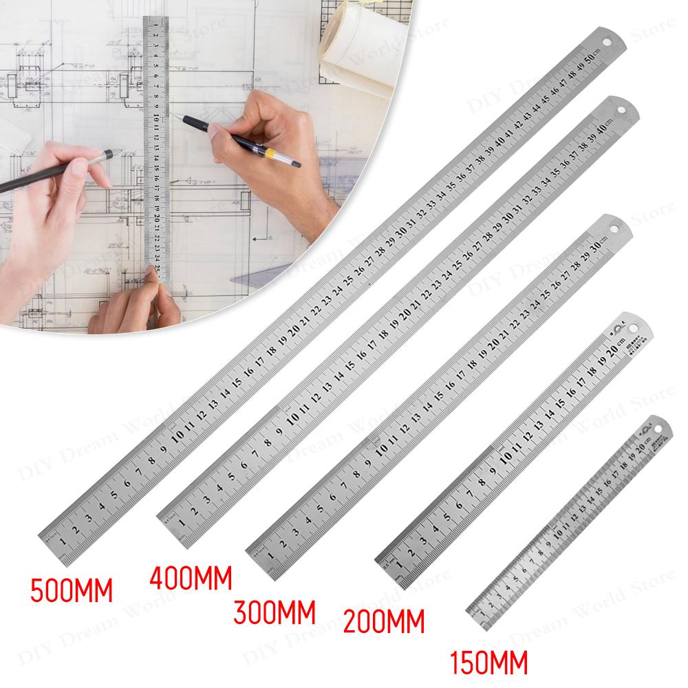 15-50cm Stainless Steel Metal Straight Ruler Precision Double Sided Precision Measuring Tool Scale Metric Ruler Accessories
