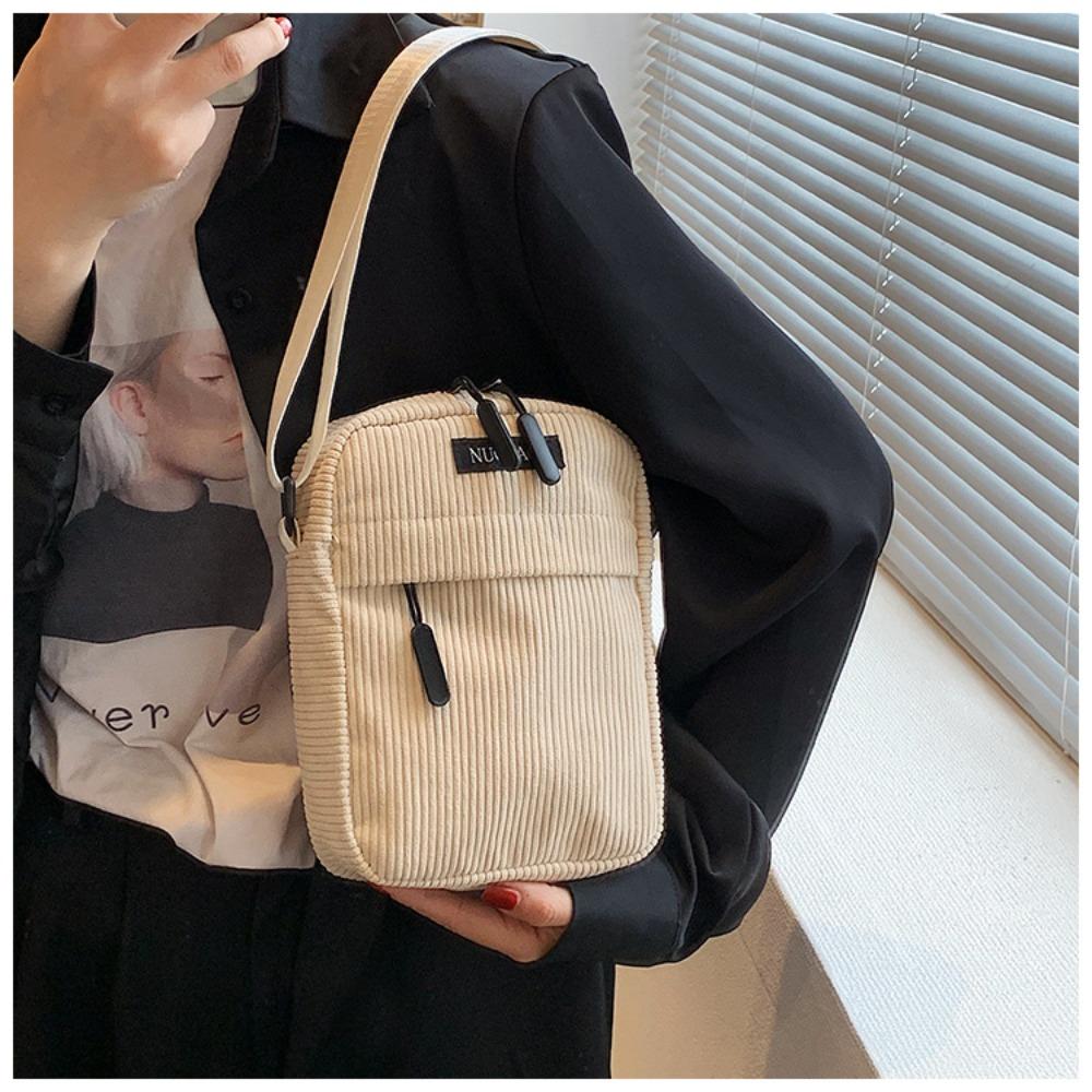 Corduroy Women's Crossbody Bag Casual Sports Student Mobile Phone Small Shoulder Bag Solid Color Female Handbag Fashion New