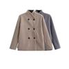 Kaslead New Arrival Women's Clothing Fashion Style Stylish Simple and Versatile Double Row Ornament Two-Tone Woolen Coat