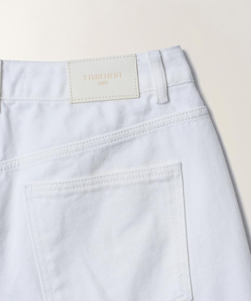 TTUDEMENT Washed Denim Shorts_White