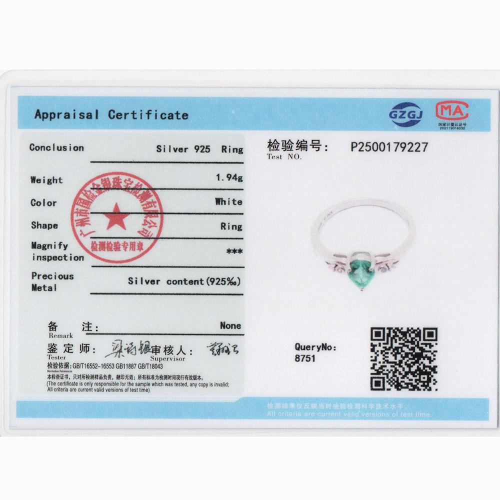 Schlichtes klassisches Design, erstellt mit birnenförmigem 5*7mm Smaragd Nano Ring aus 925 Sterlingsilber, feiner Schmuck für Frauen, für den täglichen Gebrauch