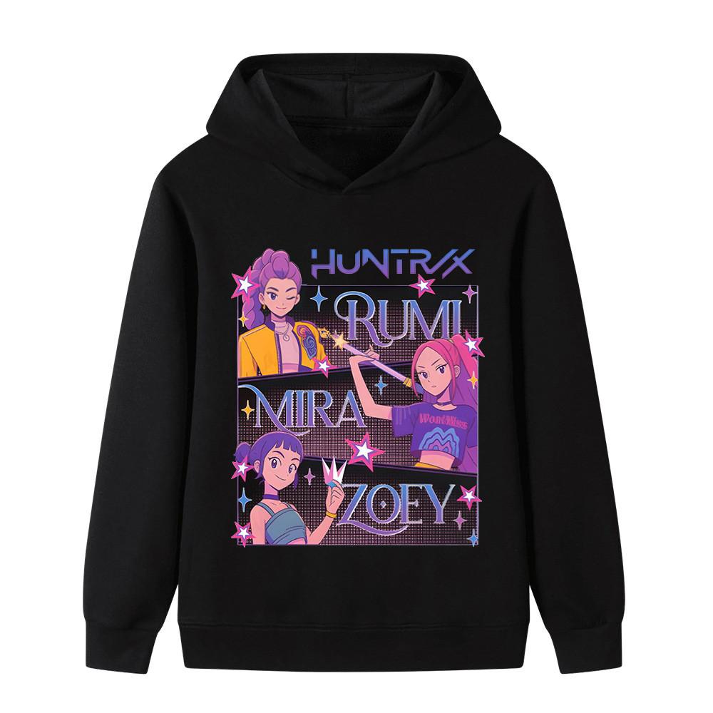 B1225 Kids Boys Girls Kpop Rumi Zoey Mira Print Long Sleeves Hoodie