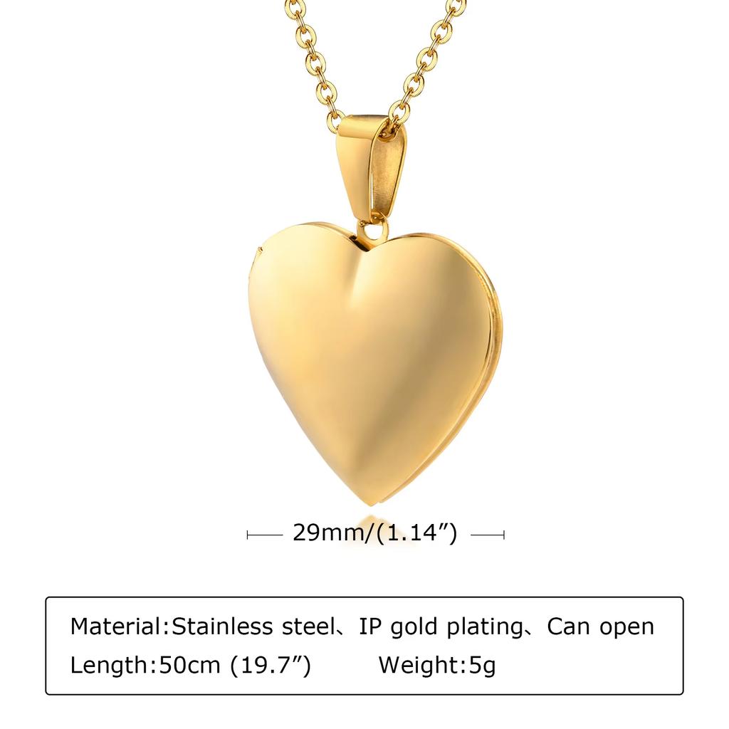 Photos Customize Stainless Steel Pendant Necklace for Women, Gold Plated Heart Photo Locket Openable Necklace Jewelry Gift