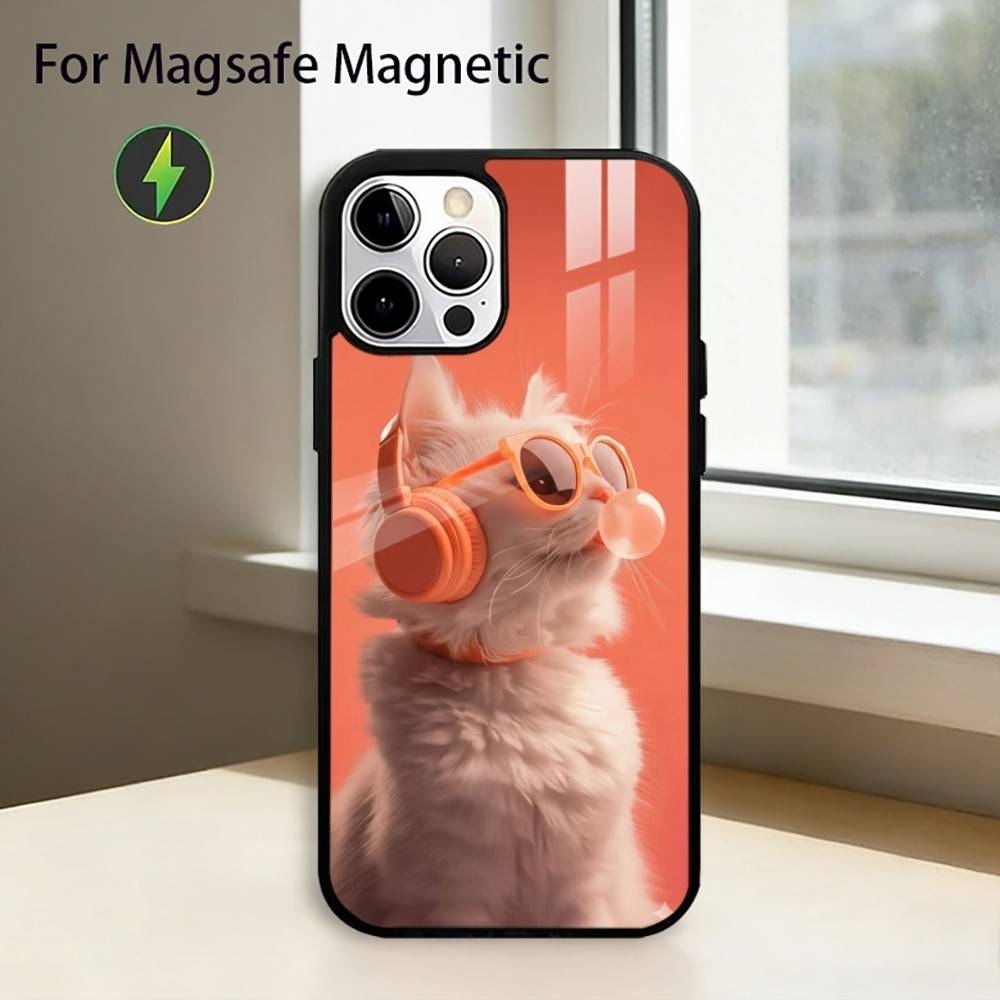 Aesthetic Cat Portraits Phone Case For iPhone17,16,15,14,13,12,11 Plus,Pro Magnetic with Magsafe Wireless Charging