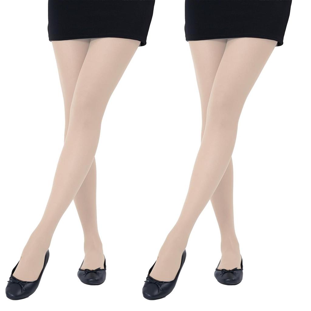 fukuske Women's Healthy Glow Sheer Tights 30 Denier 2-Pair Pack Graduated Compression CICA Infused Rose Beige