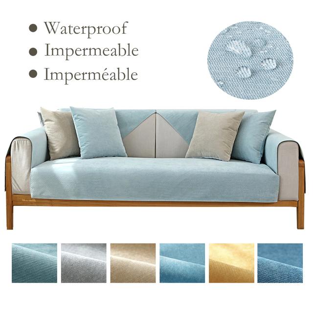 

Водонепроницаемое полотенце для дивана, сплошной цвет, льняная ткань, чехол для дивана, чехлы для дивана для гостиной, домашние животные, детский коврик, съемный домашний декор Pillowcase 45x45cm светло-синий