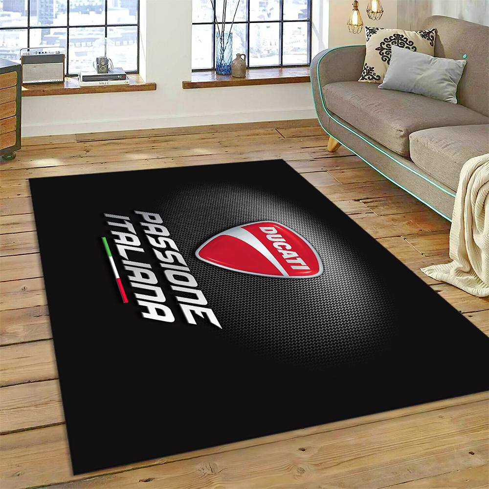 3D Rennmotorrad Schild Teppich für Wohnzimmer Schlafzimmer Zuhause Sofa Dekoration, Kinder Spiel Rutschfeste Bodenmatte Weihnachtsgeschenk